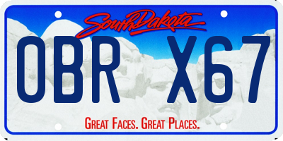 SD license plate 0BRX67