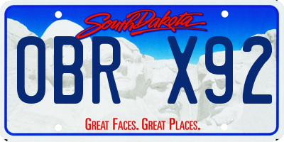 SD license plate 0BRX92
