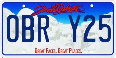 SD license plate 0BRY25