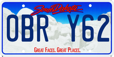 SD license plate 0BRY62