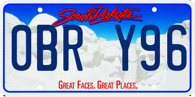 SD license plate 0BRY96