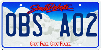 SD license plate 0BSA02