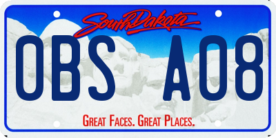 SD license plate 0BSA08