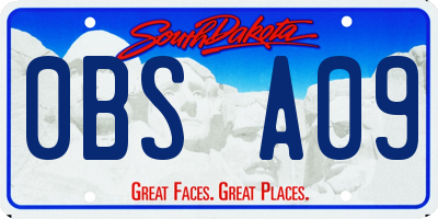 SD license plate 0BSA09