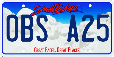 SD license plate 0BSA25