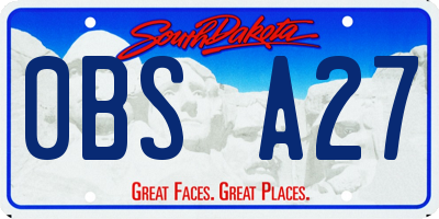 SD license plate 0BSA27