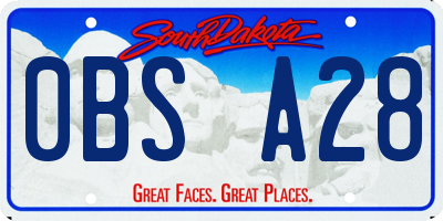SD license plate 0BSA28