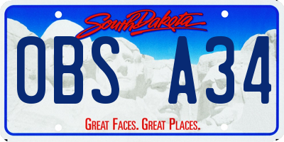 SD license plate 0BSA34