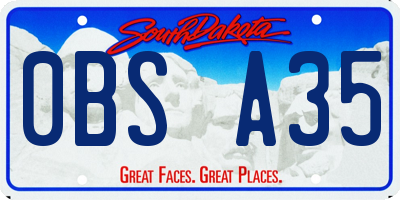 SD license plate 0BSA35