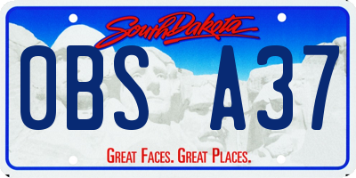 SD license plate 0BSA37
