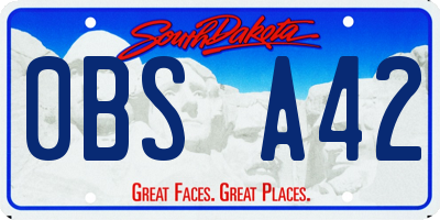 SD license plate 0BSA42