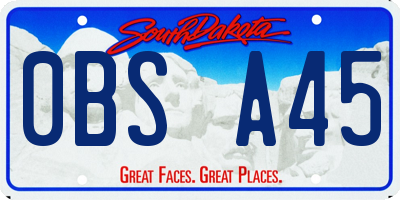 SD license plate 0BSA45