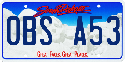SD license plate 0BSA53