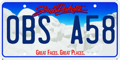 SD license plate 0BSA58