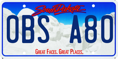SD license plate 0BSA80