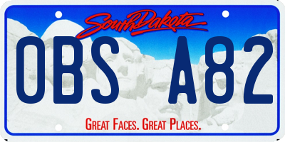 SD license plate 0BSA82