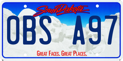 SD license plate 0BSA97