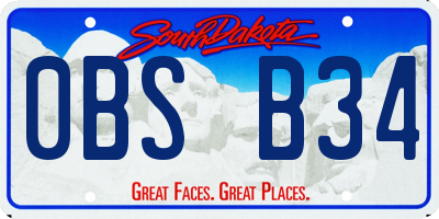 SD license plate 0BSB34