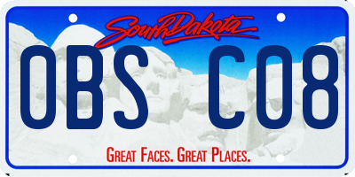 SD license plate 0BSC08