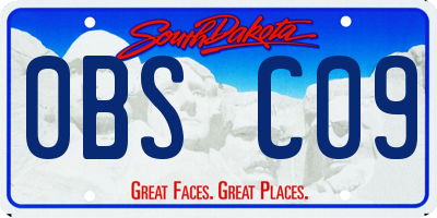 SD license plate 0BSC09