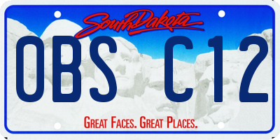 SD license plate 0BSC12