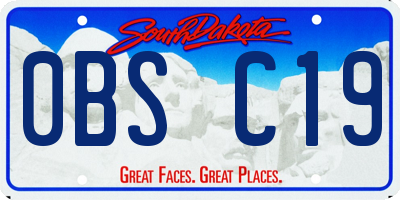 SD license plate 0BSC19