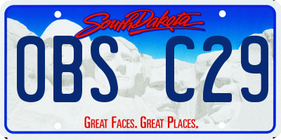 SD license plate 0BSC29