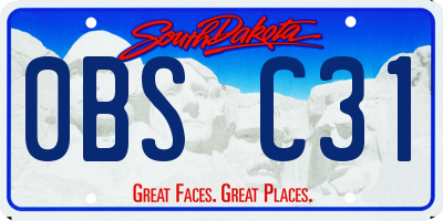 SD license plate 0BSC31