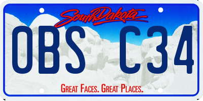 SD license plate 0BSC34