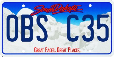 SD license plate 0BSC35