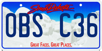 SD license plate 0BSC36