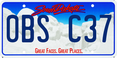 SD license plate 0BSC37