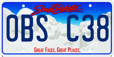 SD license plate 0BSC38