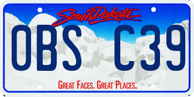 SD license plate 0BSC39