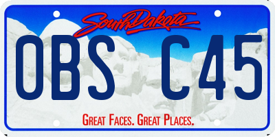 SD license plate 0BSC45