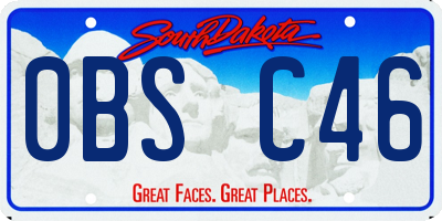 SD license plate 0BSC46