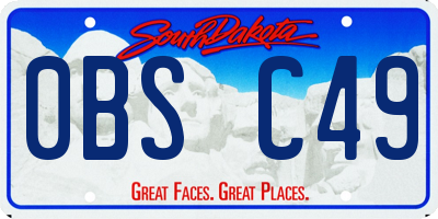 SD license plate 0BSC49