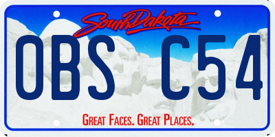 SD license plate 0BSC54