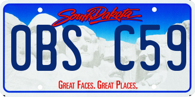 SD license plate 0BSC59