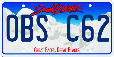 SD license plate 0BSC62