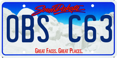 SD license plate 0BSC63