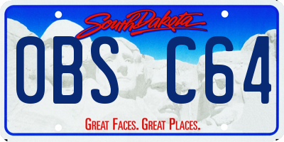 SD license plate 0BSC64