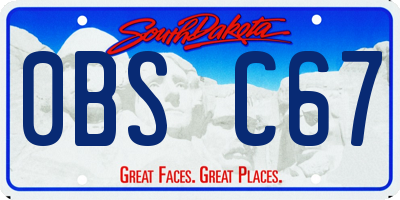 SD license plate 0BSC67