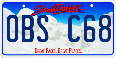 SD license plate 0BSC68