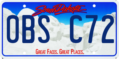 SD license plate 0BSC72