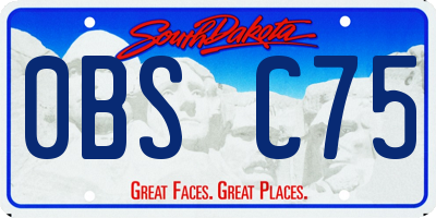 SD license plate 0BSC75