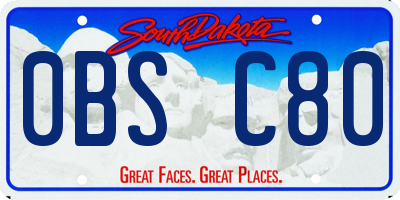SD license plate 0BSC80
