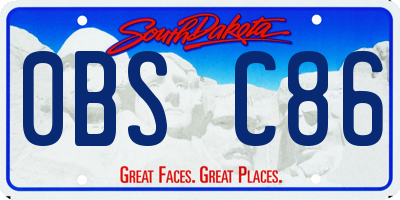 SD license plate 0BSC86