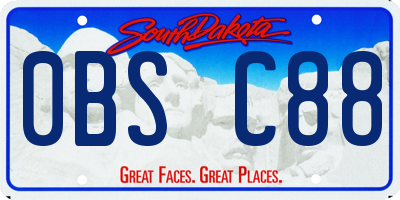 SD license plate 0BSC88