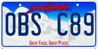SD license plate 0BSC89